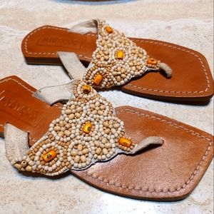 Mystique leather beaded sandals